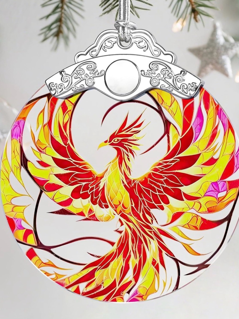 ✴️New✴️Phoenix Sunburst Stained Glass-Style Suncatcher (2/$15)